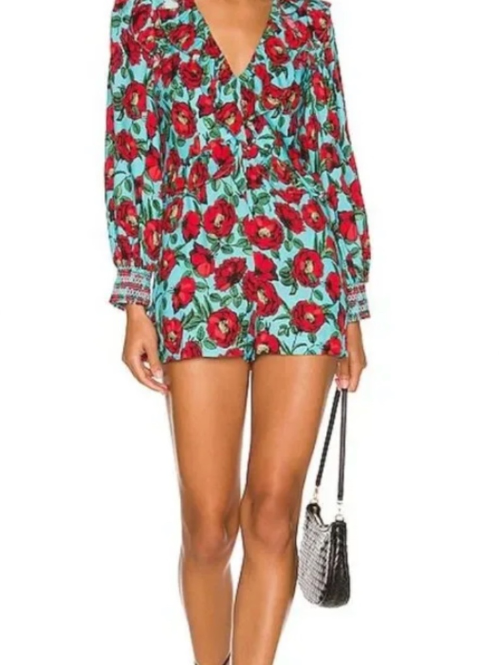 Alice + Olivia Kami Blue & Red Floral Ruffle Mini Dress Size 0